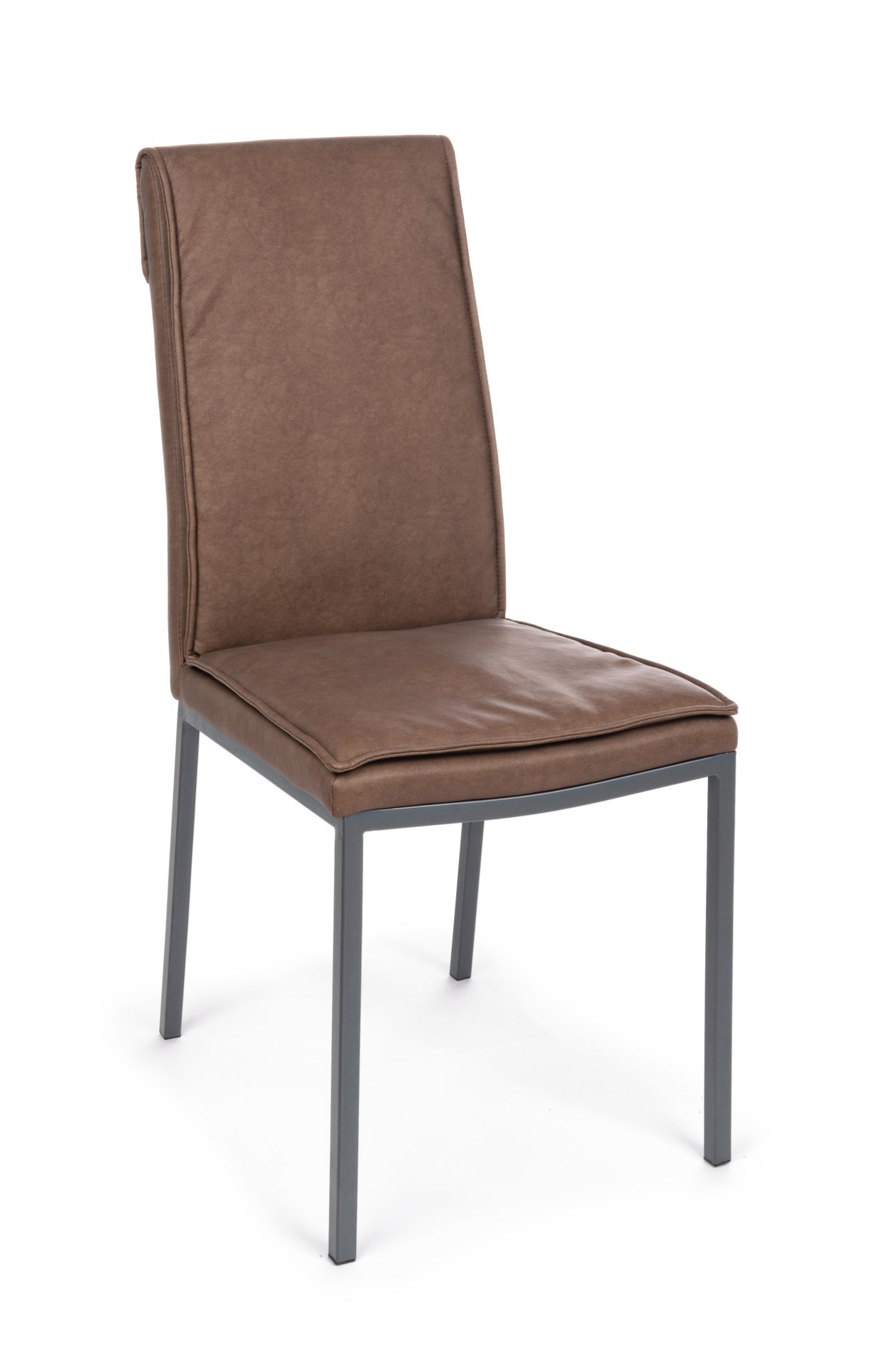 Der Esszimmerstuhl Sofie überzeugt mit seinem klassischen Design. Gefertigt wurde der Stuhl aus Kunstleder, welches einen Cognac Farbton hat. Das Gestell ist aus Metall und ist Schwarz. Die Sitzhöhe beträgt 49 cm.