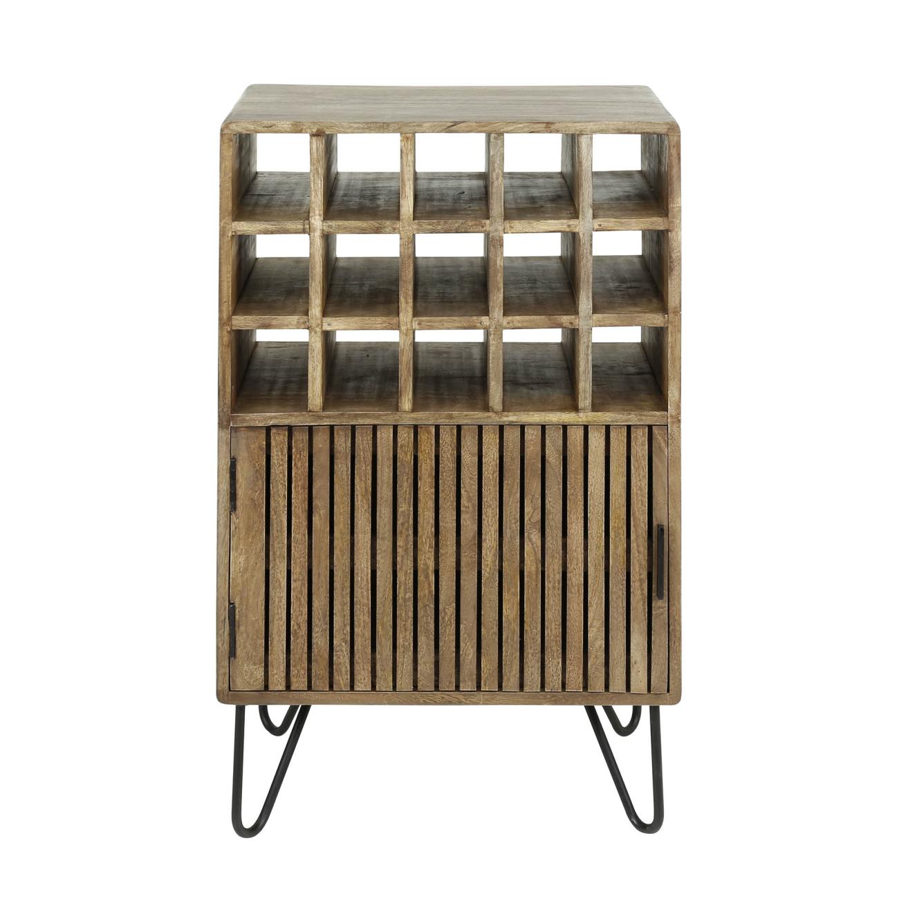 Weinschrank Tamil - Mangoholz massiv Braun, 1 Tür