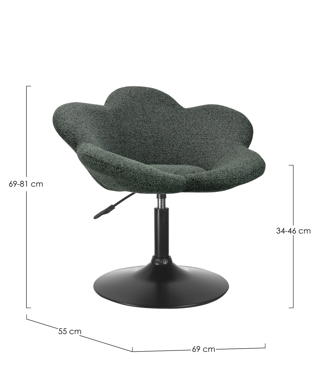 Esszimmerstuhl Fleur 2er-Set, Schwarz / Dunkelgrün