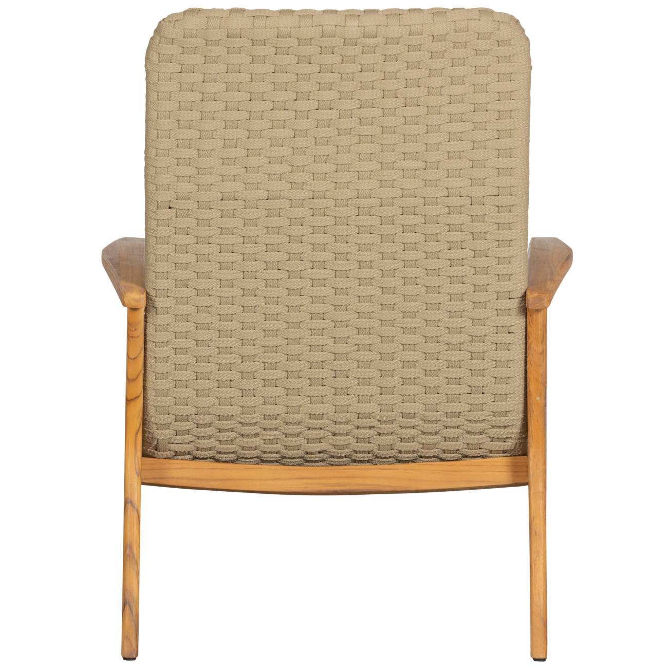 Der Gartensessel Stony überzeugt mit seinem modernen Design. Gefertigt wurde er aus geflochtenem Seil, welches einen Sand Farbton besitzt. Das Gestell ist aus Teakholz und hat eine natürliche Farbe. Der Sessel besitzt eine Sitzhöhe von 34 cm.