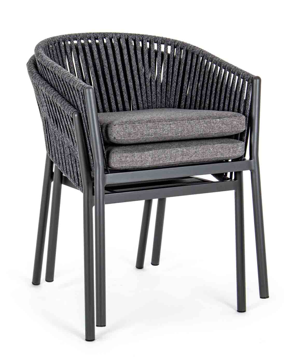Gartenstuhl Florencia mit Armlehnen und hochwertiger Sitzschale, Gestell aus Aluminium und abziehbaren Kissen