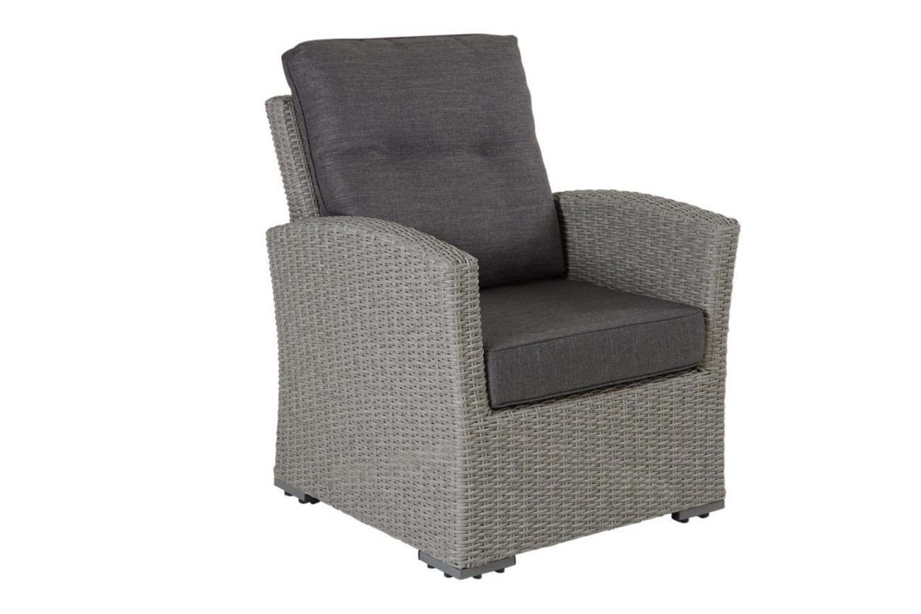 Der Gartensessel Ashfield überzeugt mit seinem modernen Design. Gefertigt wurde er aus Rattan, welches einen grauen Farbton besitzt. Das Gestell ist auch aus Rattan. Die Sitzhöhe des Sessels beträgt 45 cm.