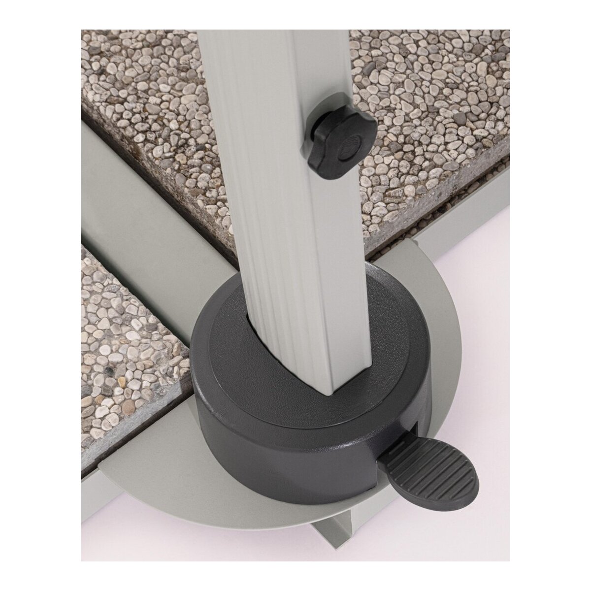 Ampelschirm Saragozza - Aluminium & Polyester-Stoff, Grau, 3x4 m