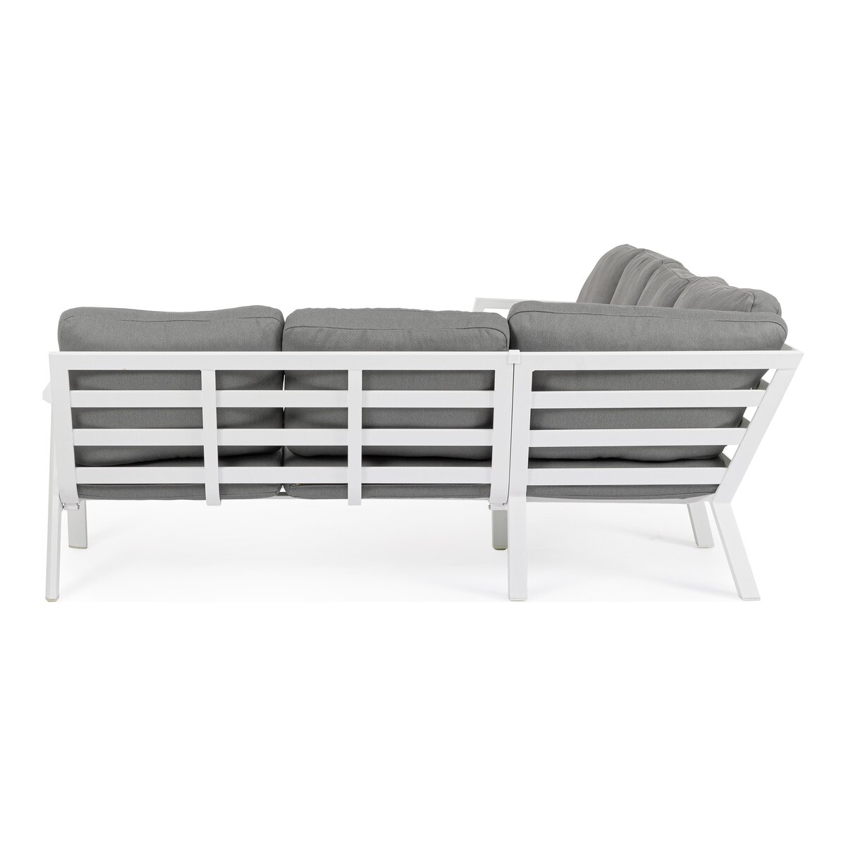 Gartenecksofa Flaminio - Aluminium Weiß, Olefin-Stoff Dunkelgrau