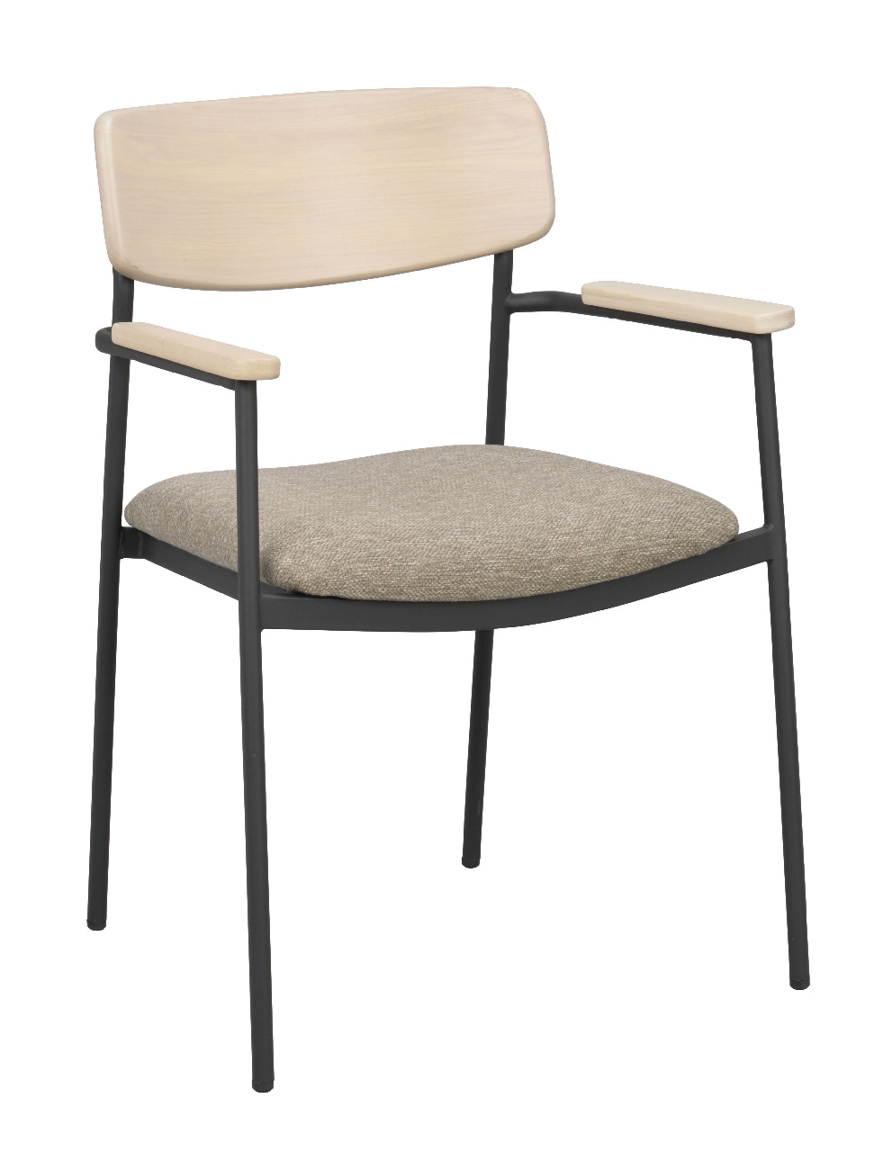 Stuhl Maymont 2er Set mit Armlehnen, Whitewash / Dunkelbeige