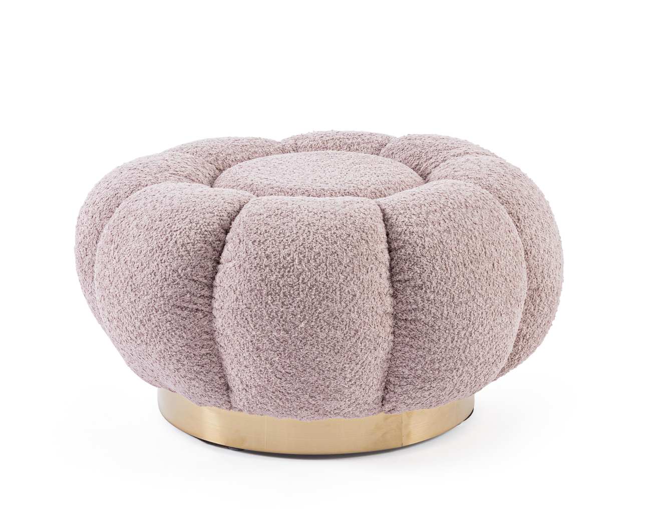 Pouf Florel aus Boucle-Stoff, Altrosa