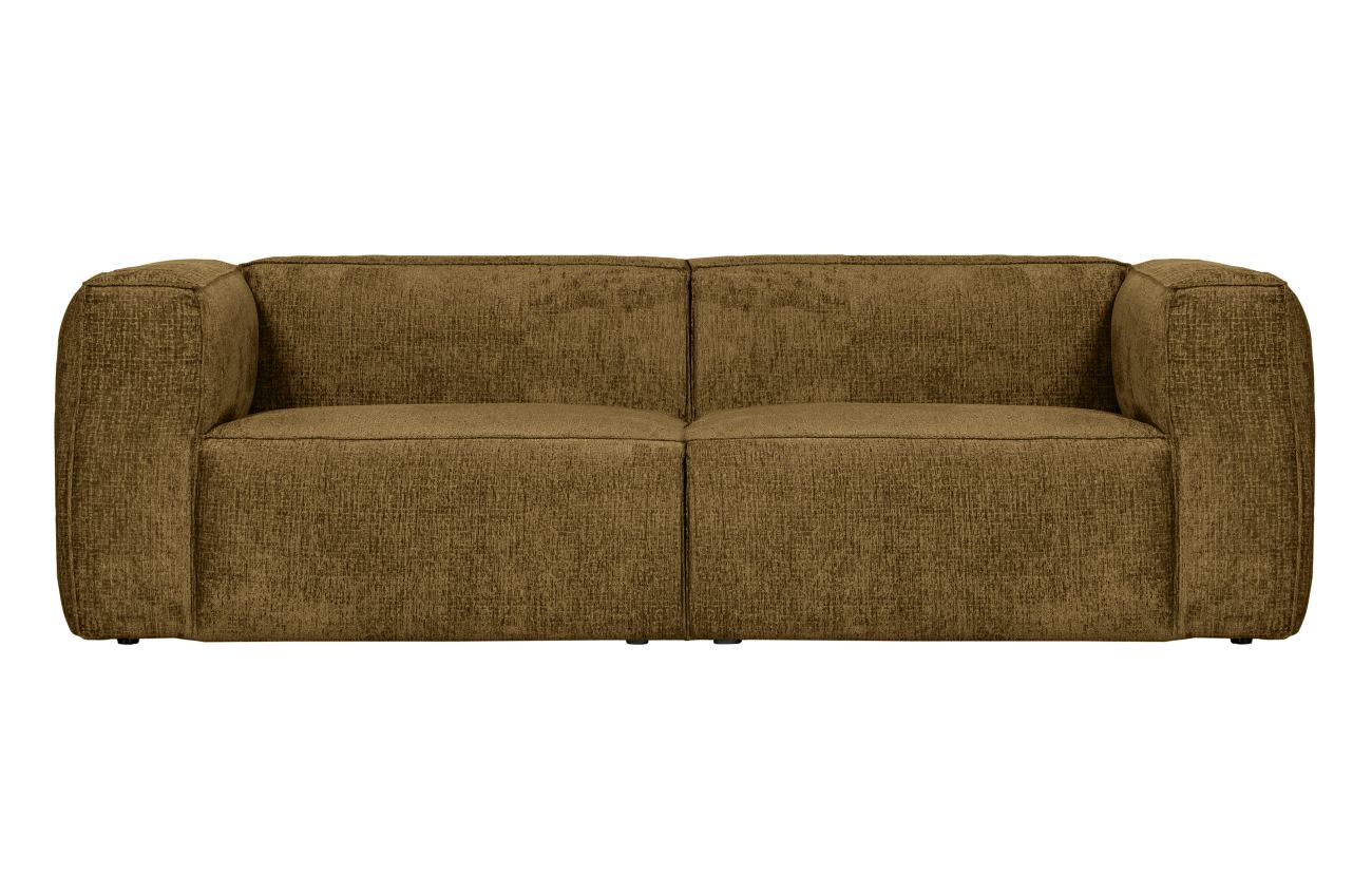 Das Sofa Bean überzeugt mit seinem modernen Stil. Gefertigt wurde es aus Struktursamt, welches einen braunen Farbton besitzt. Das Gestell ist aus Kunststoff und hat eine schwarze Farbe. Das Sofa besitzt eine Größe von 246x96 cm.