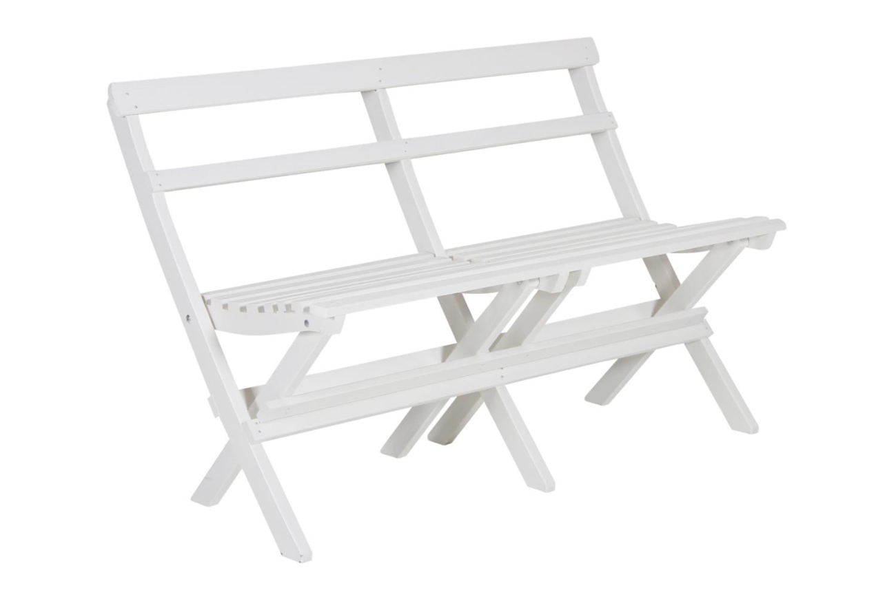 Gartenbank Gammeldags aus Kiefernholz, Weiß Gartenbank Gammeldags aus Kiefernholz, Weiß