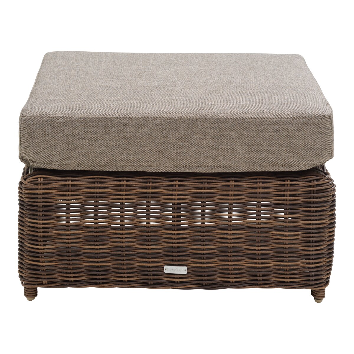 Gartenhocker Glendon 72x72 cm, Polyrattan & wasserabweisender Stoff, Dunkelbraun