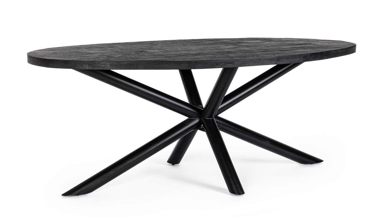Esstisch Hastings aus Mangoholz Oval, Schwarz