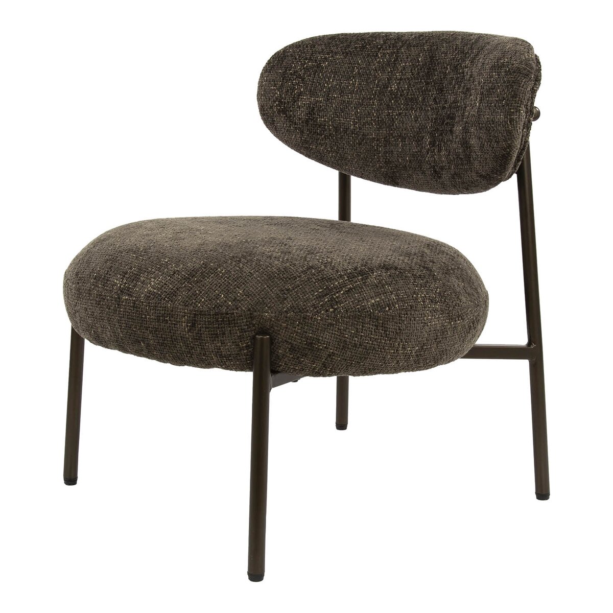 Sessel Velcira Rund aus Webstoff, modern und komfortabel, Braun, weiche Polsterung