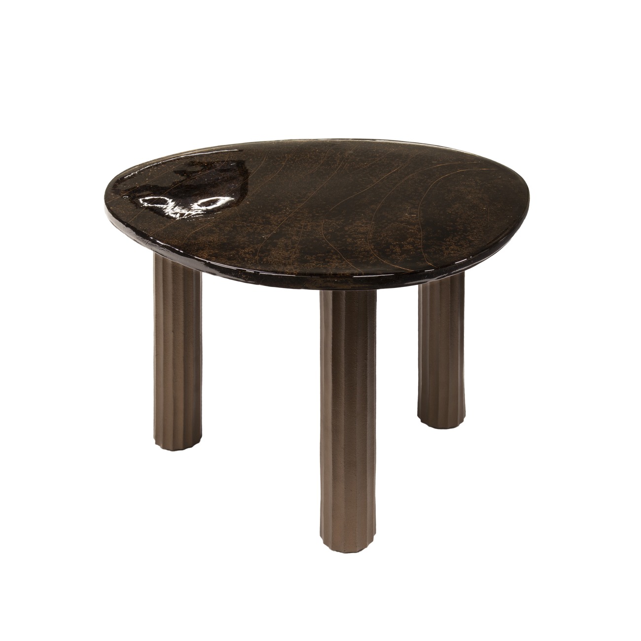 Couchtisch Klidun - Glas & Aluminium, Antikkupfer, Größe L