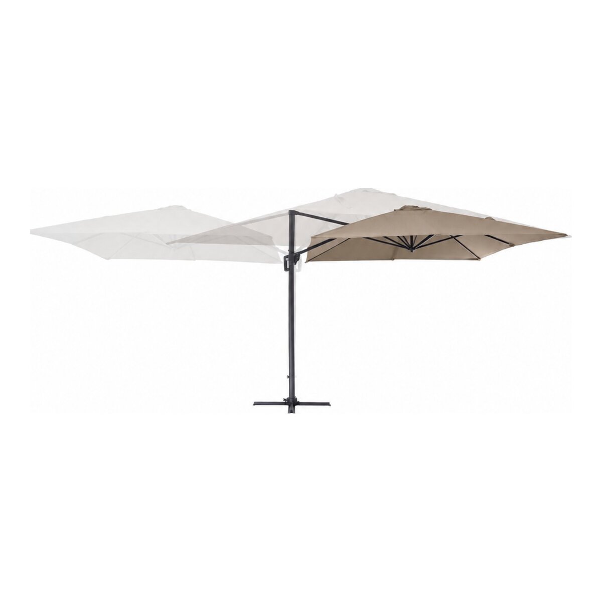 Ampelschirm Porto - Aluminium Anthrazit, Polyester-Stoff Taupe, 3x3 m