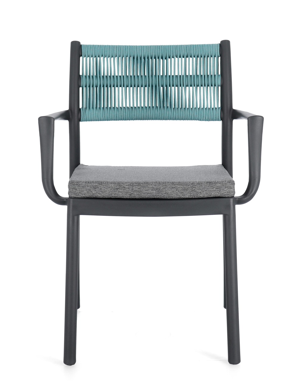 Gartenstuhl Alvin mit Armlehne, Anthrazit / Avio