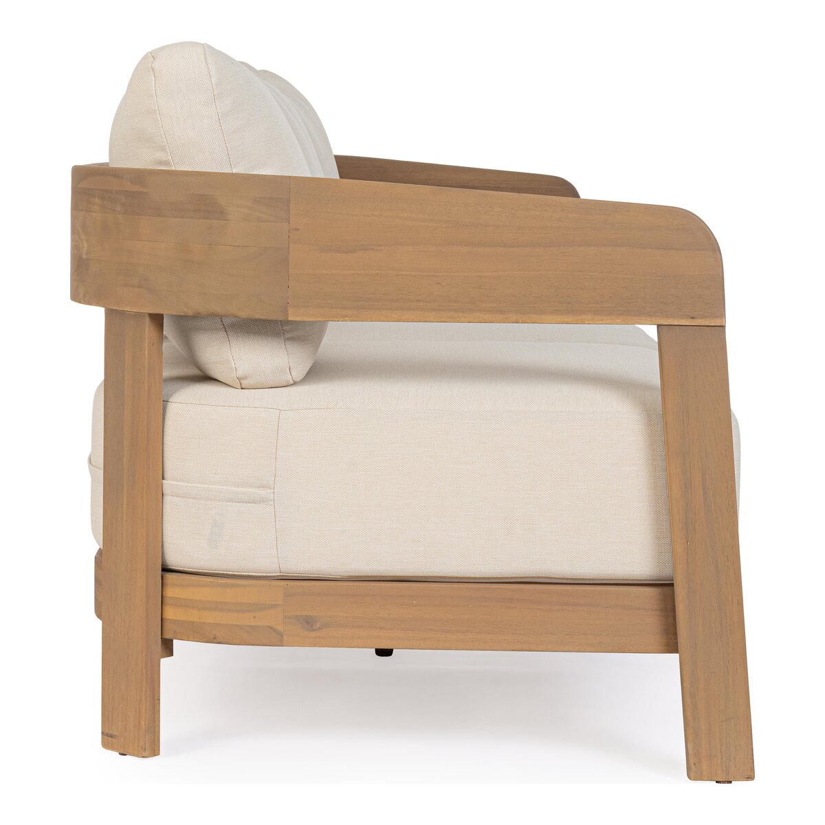 3-Sitzer Gartensofa Pablo - Akazienholz Natur & Olefin-Stoff Beige,