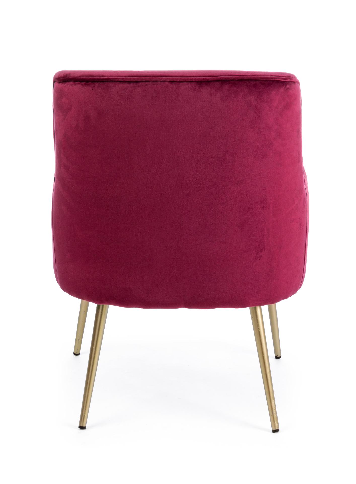 Der Sessel Clelia überzeugt mit seinem modernen Design. Gefertigt wurde er aus Stoff in Samt-Optik, welcher einen roten Farbton besitzt. Das Gestell ist aus Metall und hat eine goldene Farbe. Der Sessel besitzt eine Sitzhöhe von 43 cm. Die Breite beträgt 