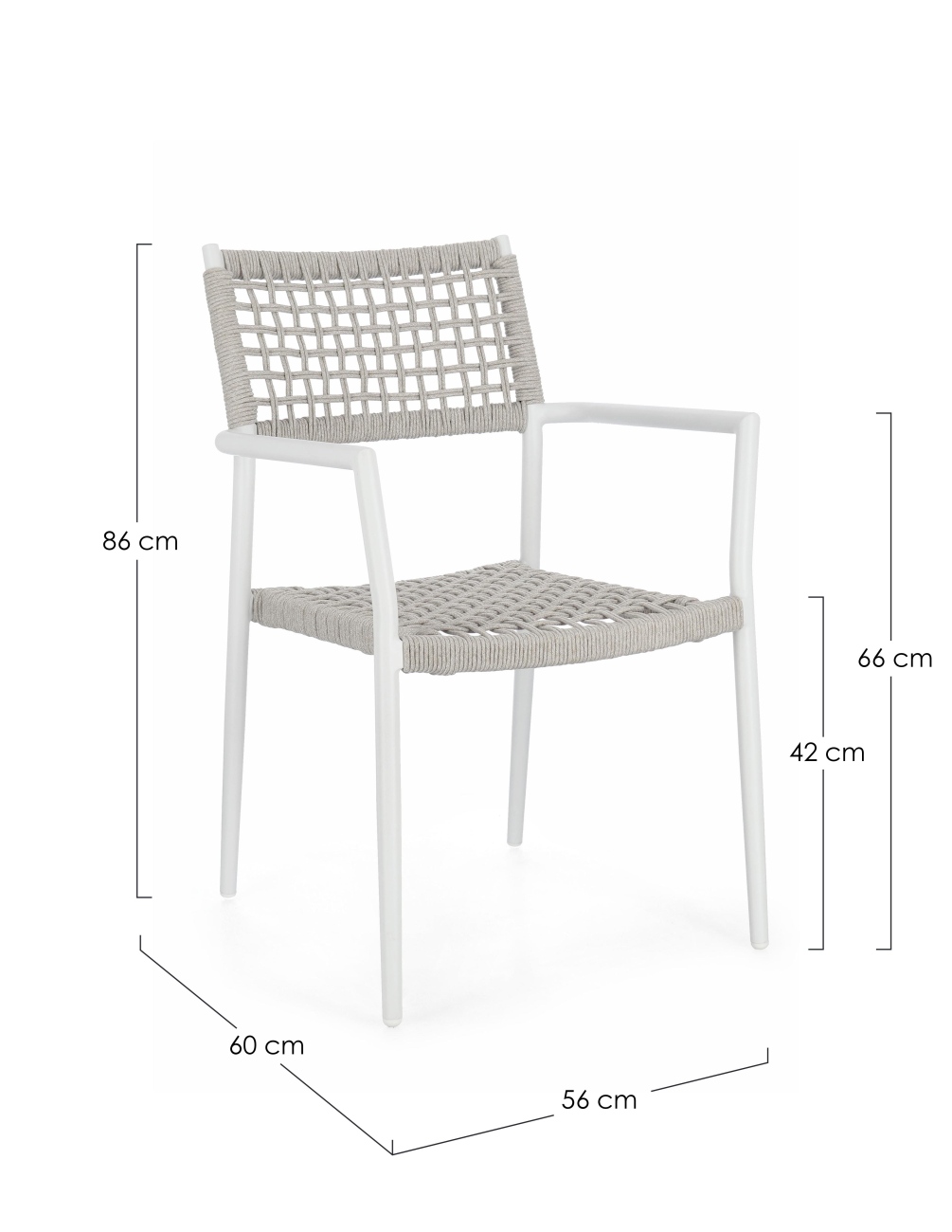 Gartenstuhl Caleta aus Aluminium, Hellgrau / Weiß
