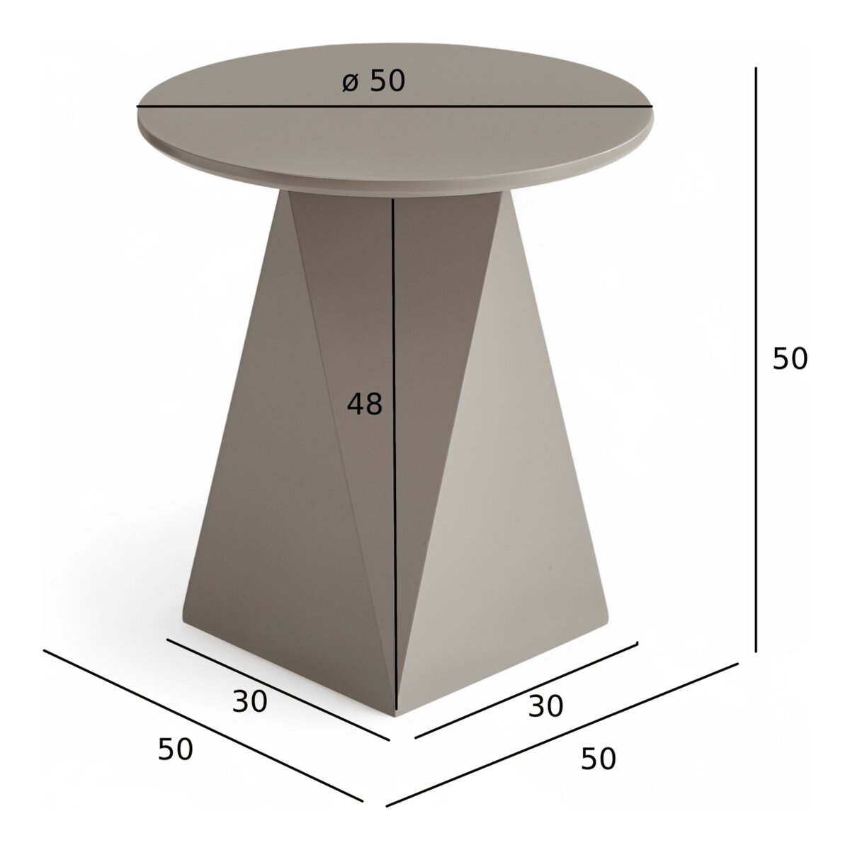 Couchtisch Aruna Ø50 cm - MDF Tisch in Taupe, FSC-zertifiziert