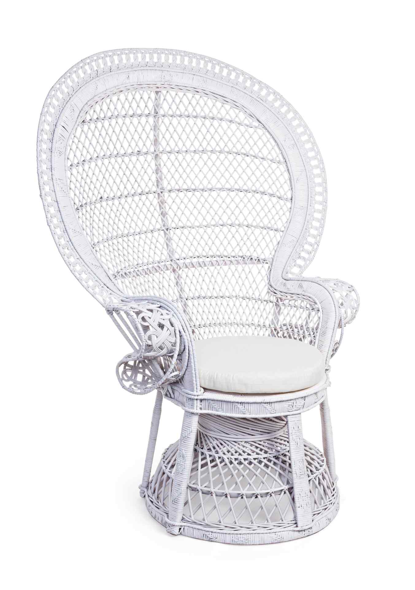 Sessel Pavone aus Rattan, Weiß Sessel Pavone aus Rattan, Weiß