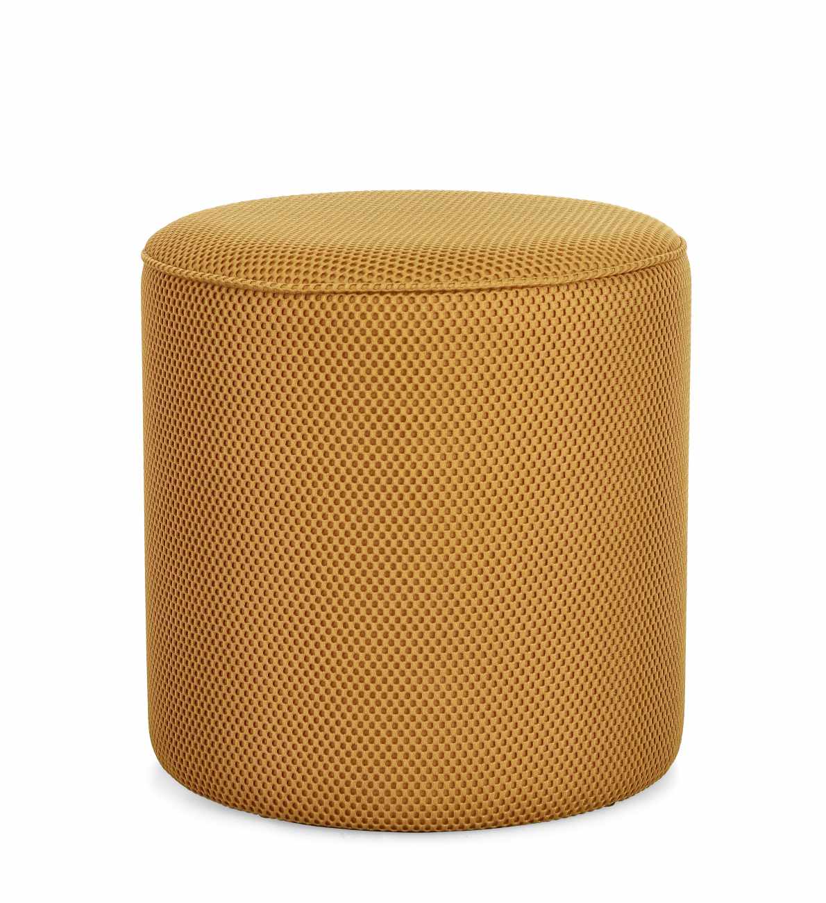 Pouf Olesya aus Waben-Stoff Ø 42 cm, Senf Pouf Olesya aus Waben-Stoff Ø 42 cm, Senf