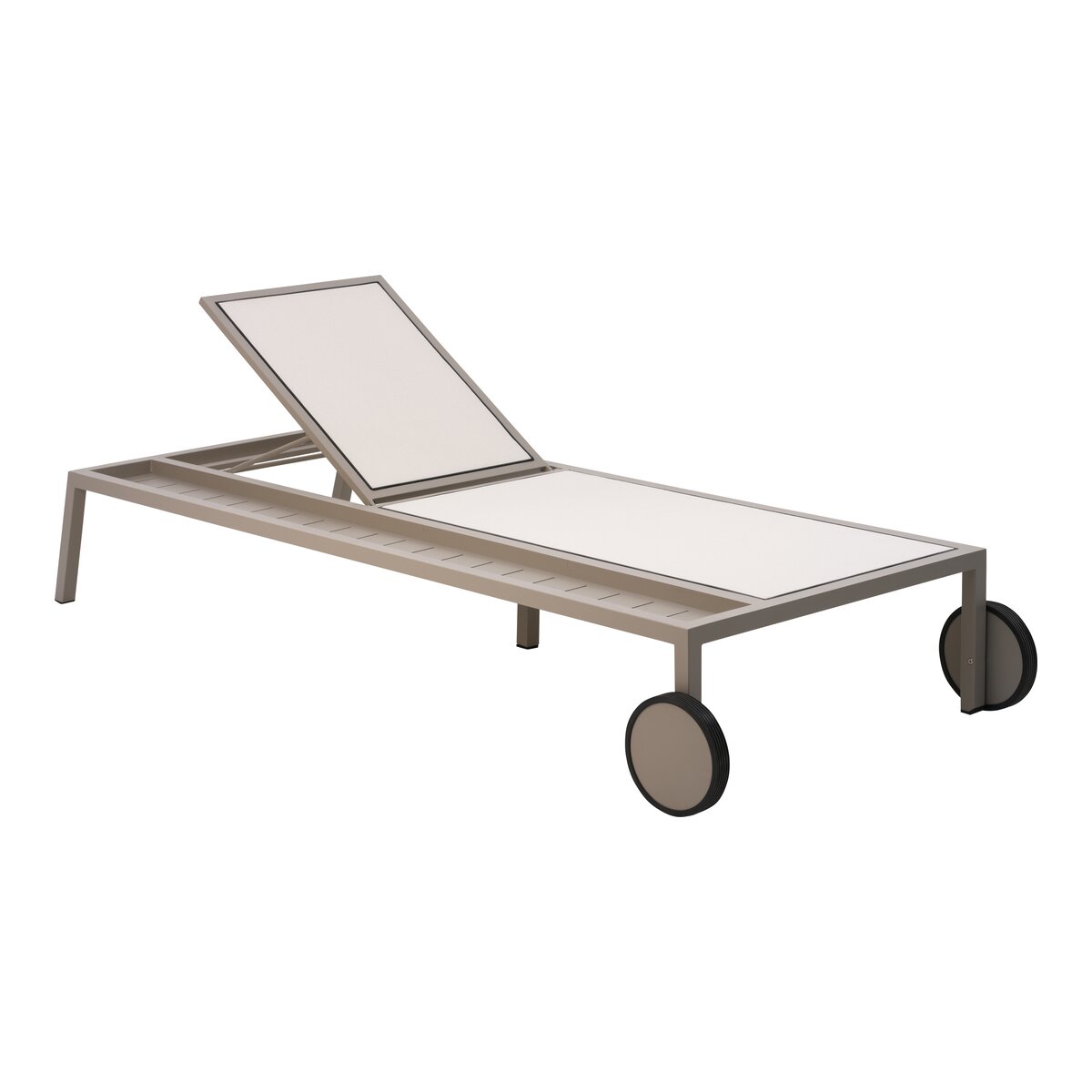 Sonnenliege Samvaro Khaki/Sand - mit integrierter Ablage aus Aluminium & Olefin