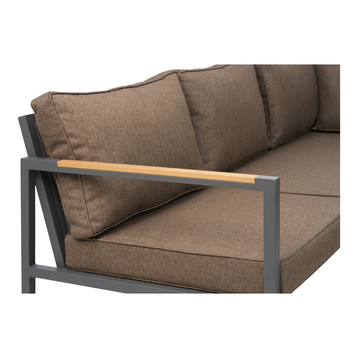 Gartenecksofa Cap, Anthrazit/Braun - Aluminium, inkl. Couchtisch & Kissen, 214x279 cm