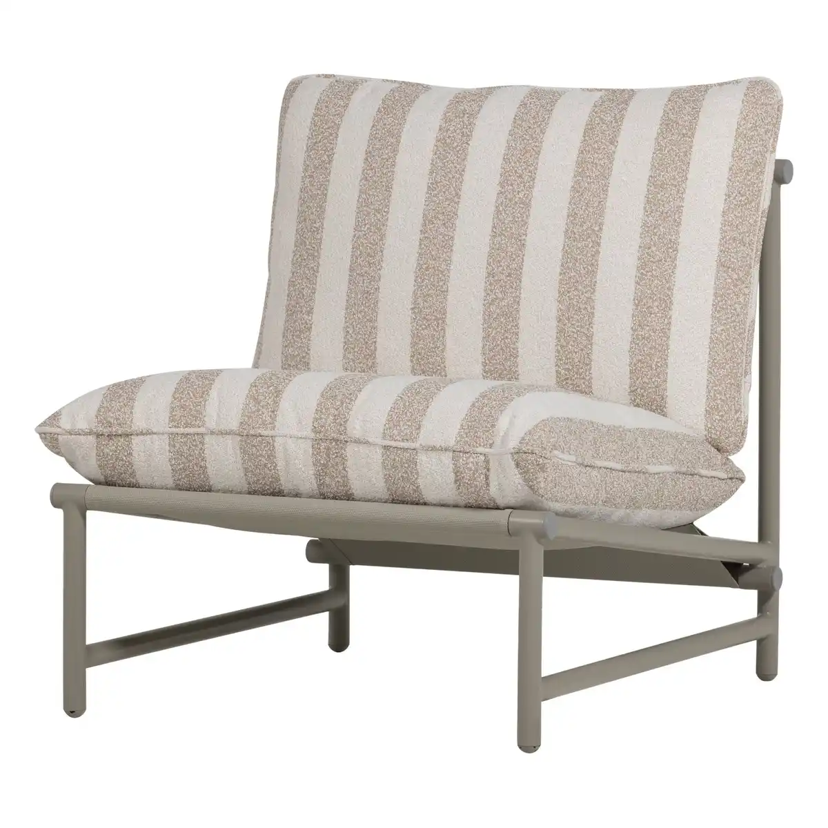 Gartensessel Elvo - Aluminium & Olefin-Stoff, Weiß / Sand gestreift