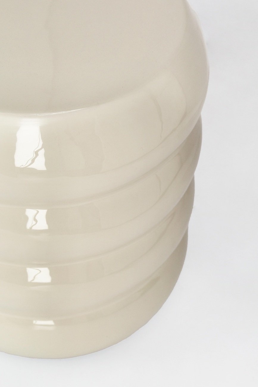 Hocker Atal aus Metall, Creme-Weiß