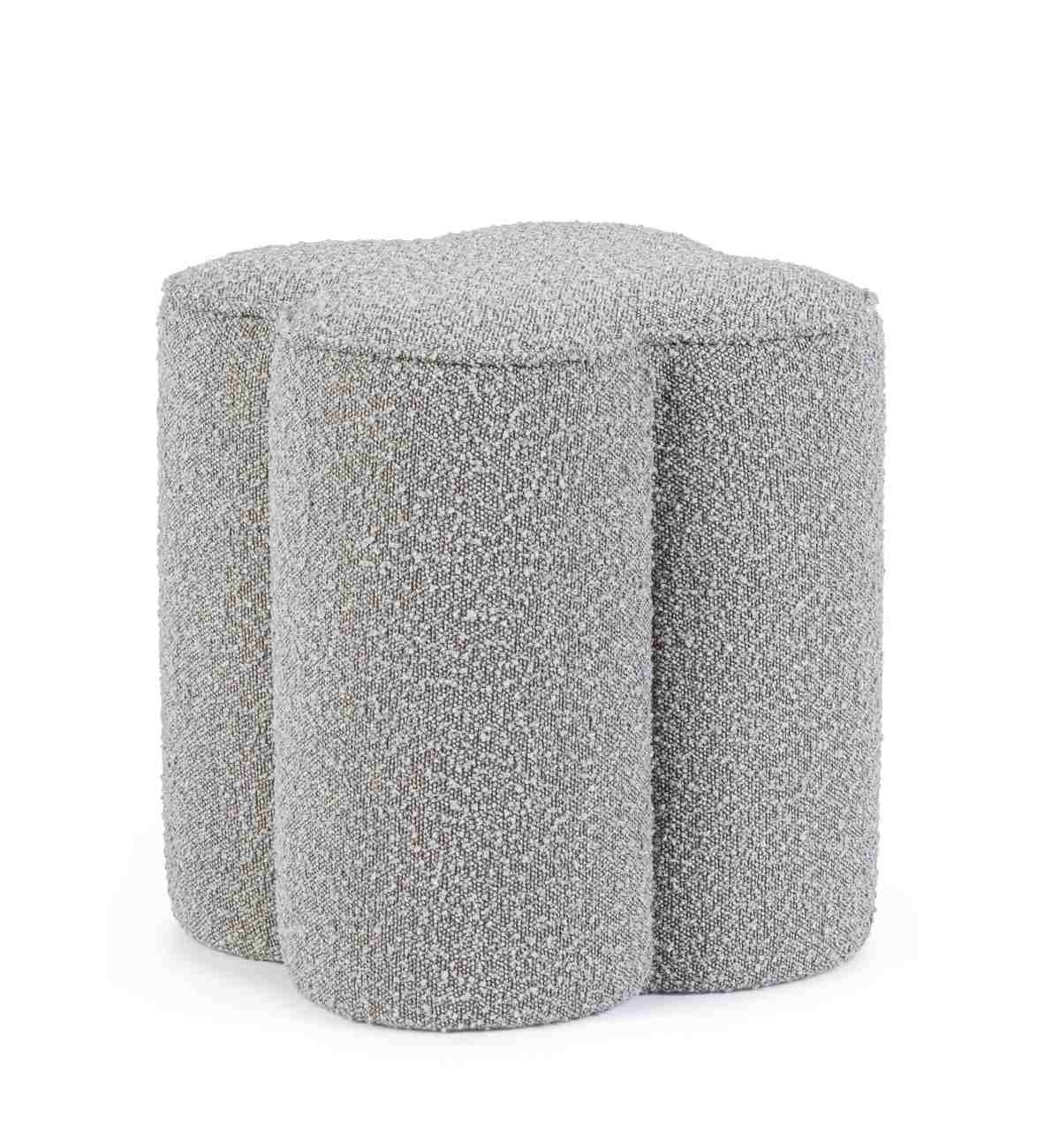 Pouf Cointa aus Boucle-Stoff, Grau Pouf Cointa aus Boucle-Stoff, Grau