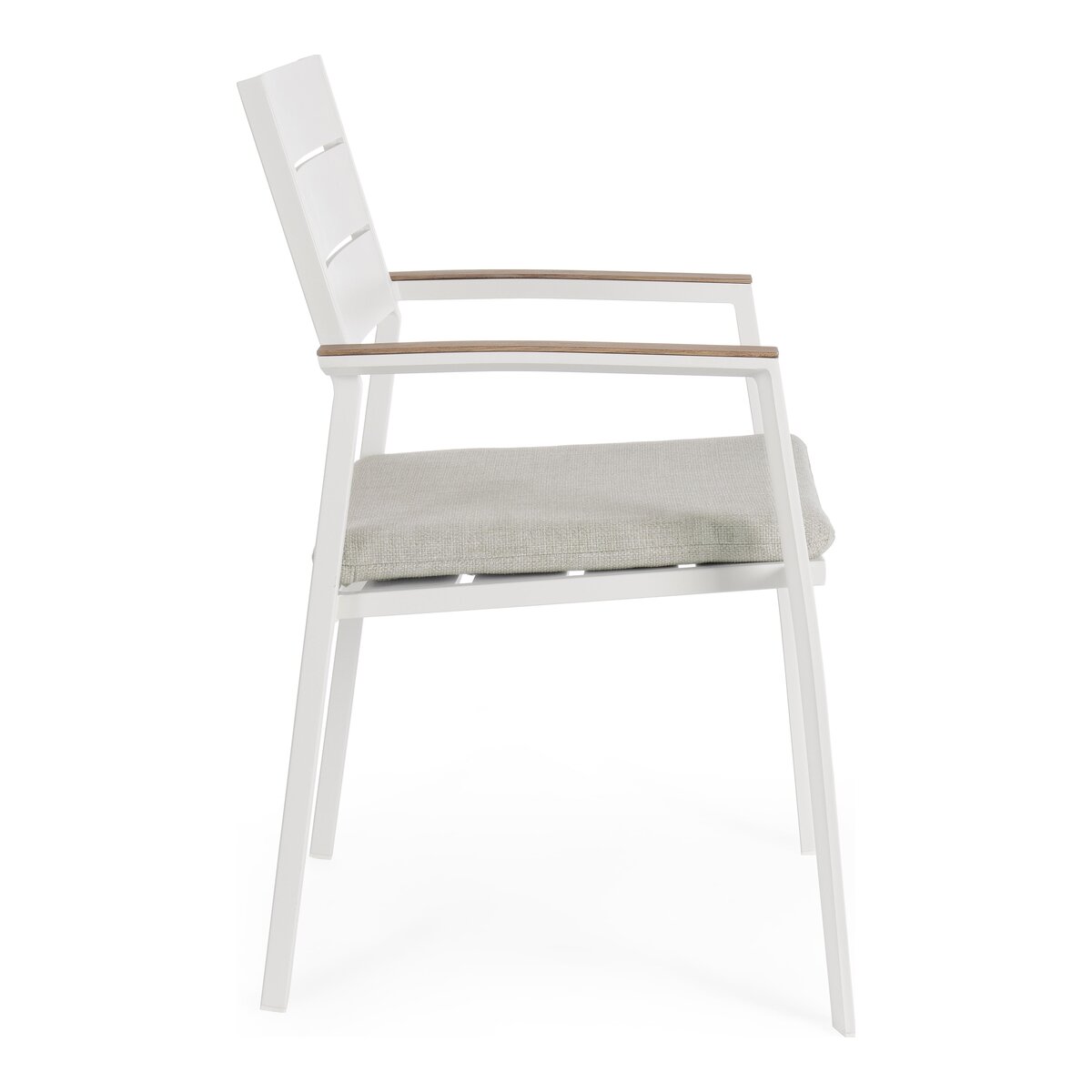 4er-Set Gartenstuhl Zelmar - Aluminium helles Grau, mit Armlehnen