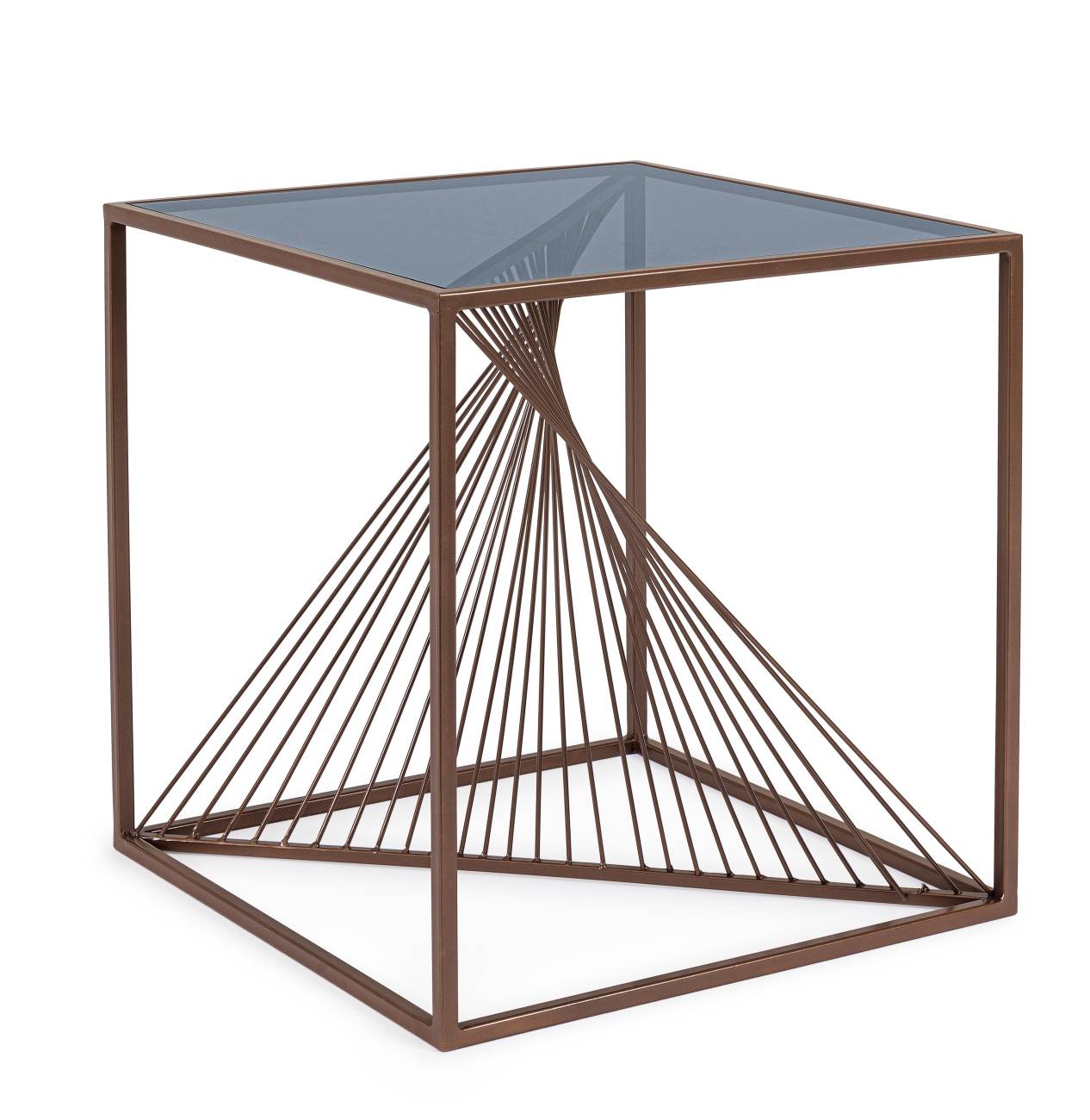 Couchtisch Espiral aus Metall, 48x48 cm Beistelltisch Espiral aus Metall Braun, 48x48 cm