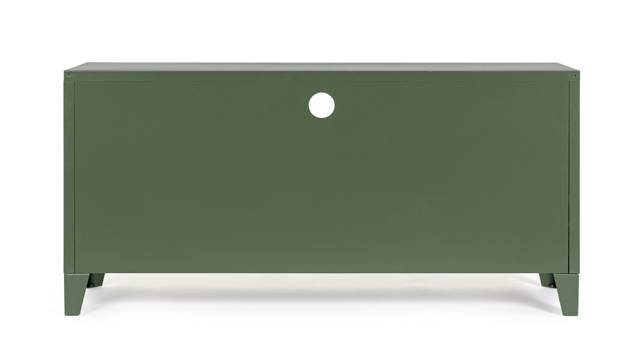 Das TV Board Cambridge überzeugt mit seinem modernen Stil. Gefertigt wurde es aus Metall, welches einen grünen Farbton besitzt. Das Gestell ist auch aus Metall und hat eine grüne Farbe. Das TV Board verfügt über zwei Türen und zwei Fächer.