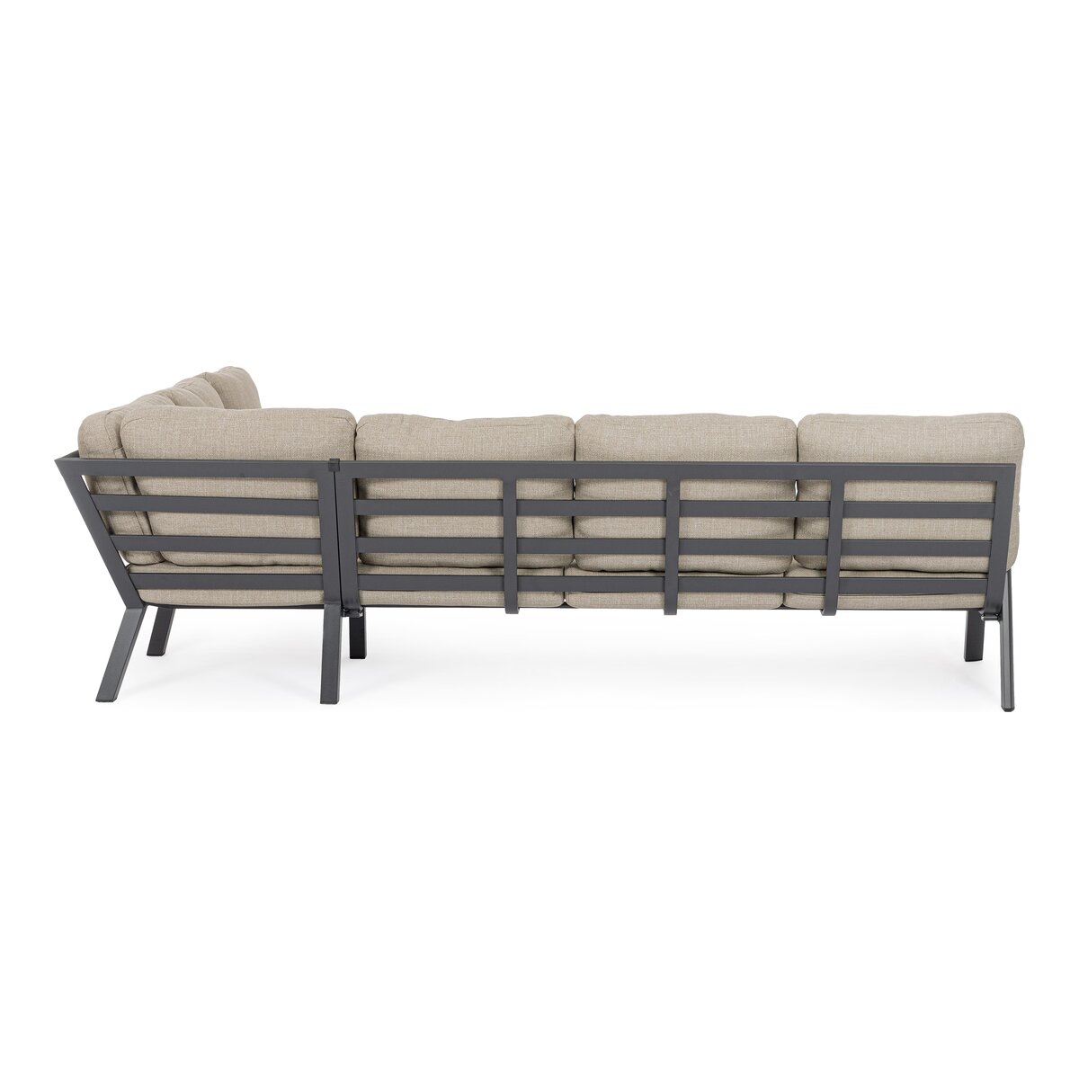 Gartenecksofa Flaminio - Aluminium Anthrazit, Olefin-Stoff Taupe