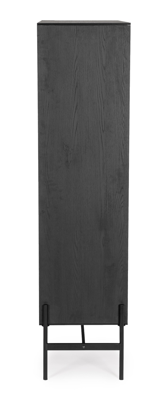 Das Highboard Allycia überzeugt mit seinem modernen Design. Gefertigt wurde es aus Eschenholz, welches einen natürlichen Farbton besitzt. Das Gestell ist aus Metall und hat eine schwarze Farbe. Das Highboard besitzt eine Breite von 110 cm.