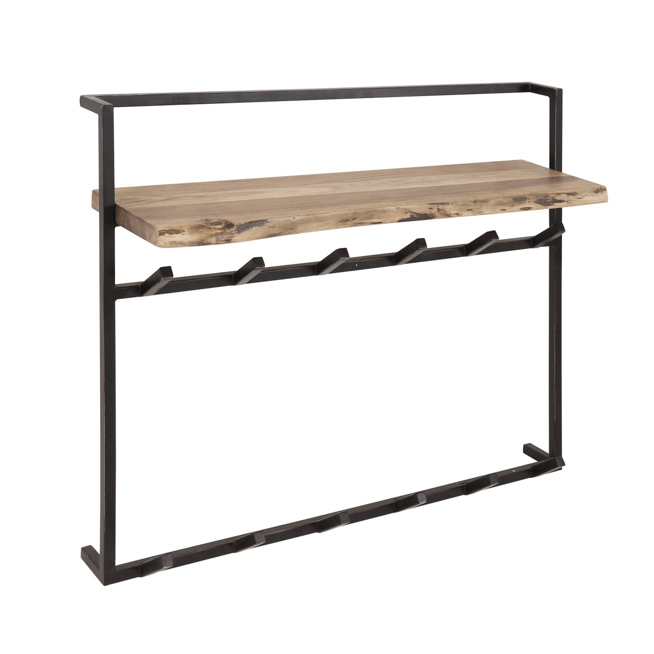 Garderobe Natredja - Akazienholz massiv Natur, Hutablage & 12 Haken
