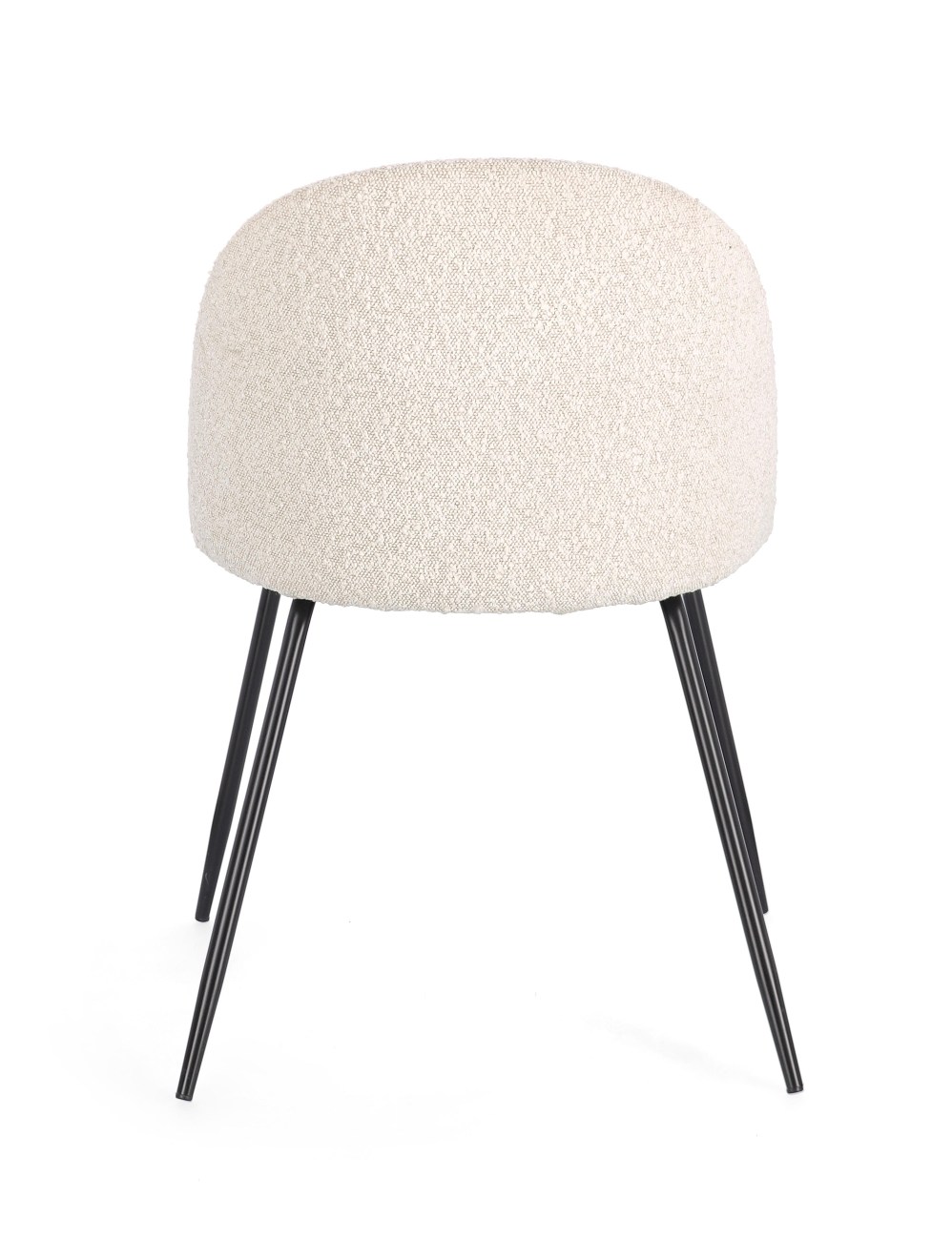 Esszimmerstuhl Tanya 4er-Set aus Boucle, Elfenbein / Schwarz