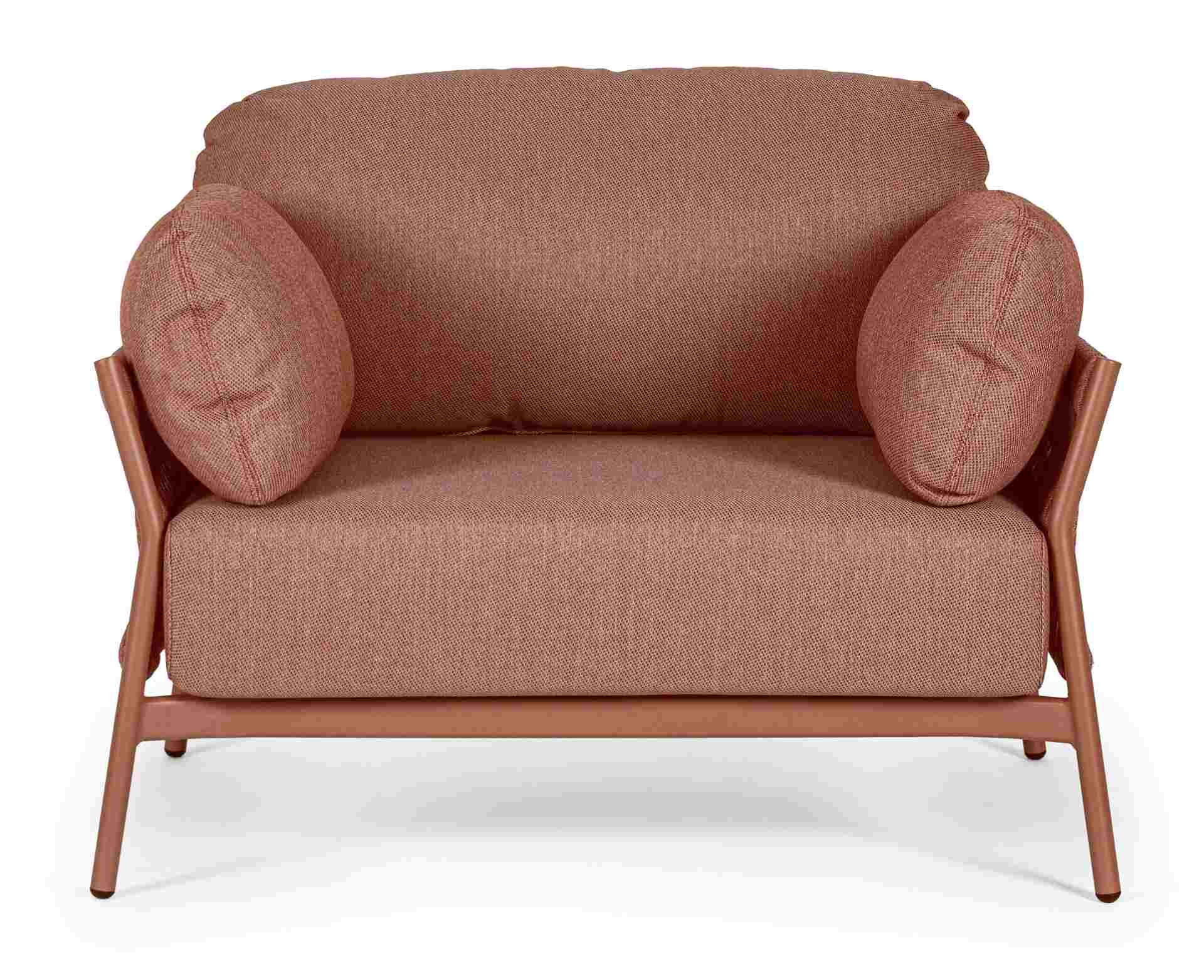 Der Gartensessel Pardis überzeugt mit seinem modernen Design. Gefertigt wurde er aus Olefin-Stoff, welcher einen roten Farbton besitzt. Das Gestell ist aus Aluminium und hat eine rote Farbe. Der Sessel verfügt über eine Sitzhöhe von 38 cm und ist für den 