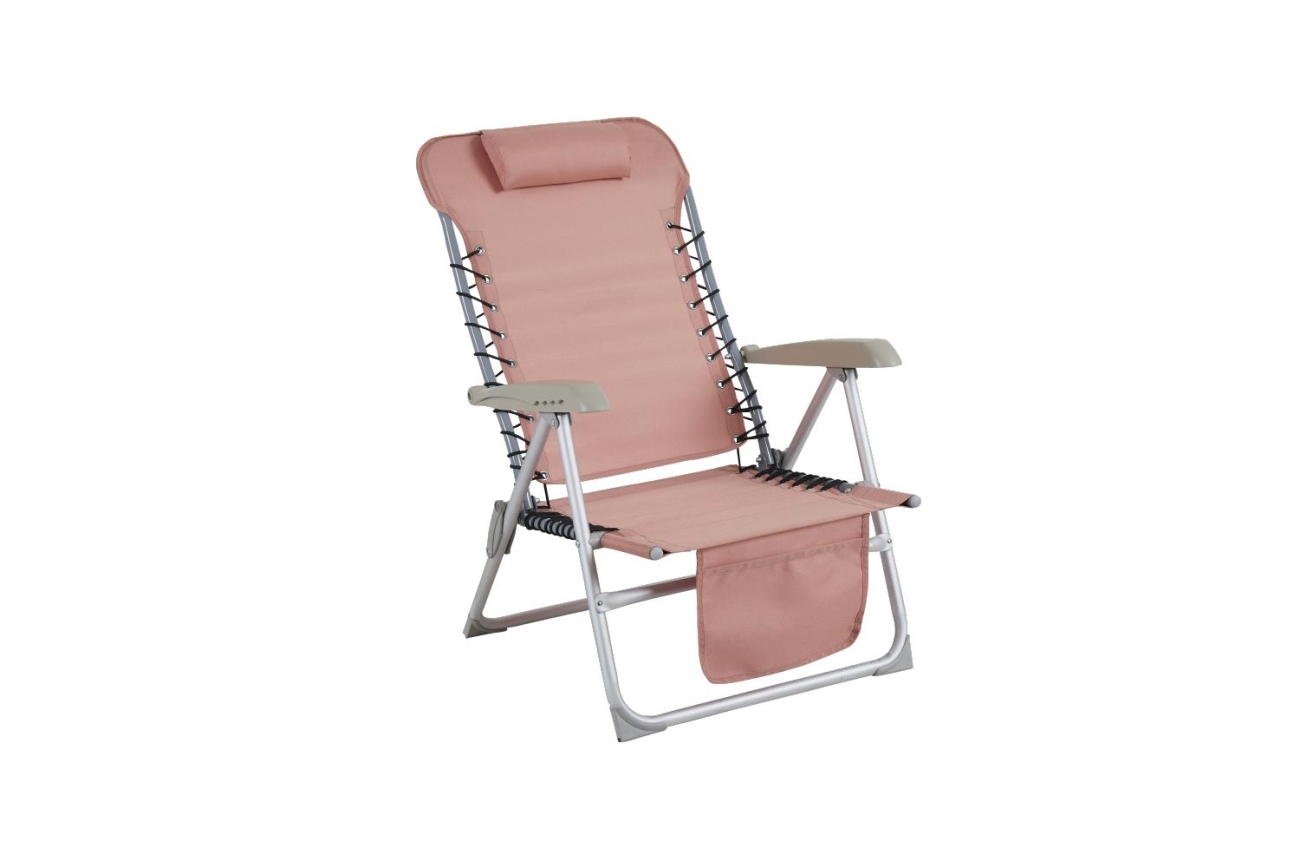 Der Gartenstuhl Ulrika überzeugt mit seinem modernen Design. Gefertigt wurde er aus Stoff, welches einen pinken Farbton besitzt. Das Gestell ist auch aus Metall und hat eine silberne Farbe. Die Sitzhöhe des Stuhls beträgt 30 cm.