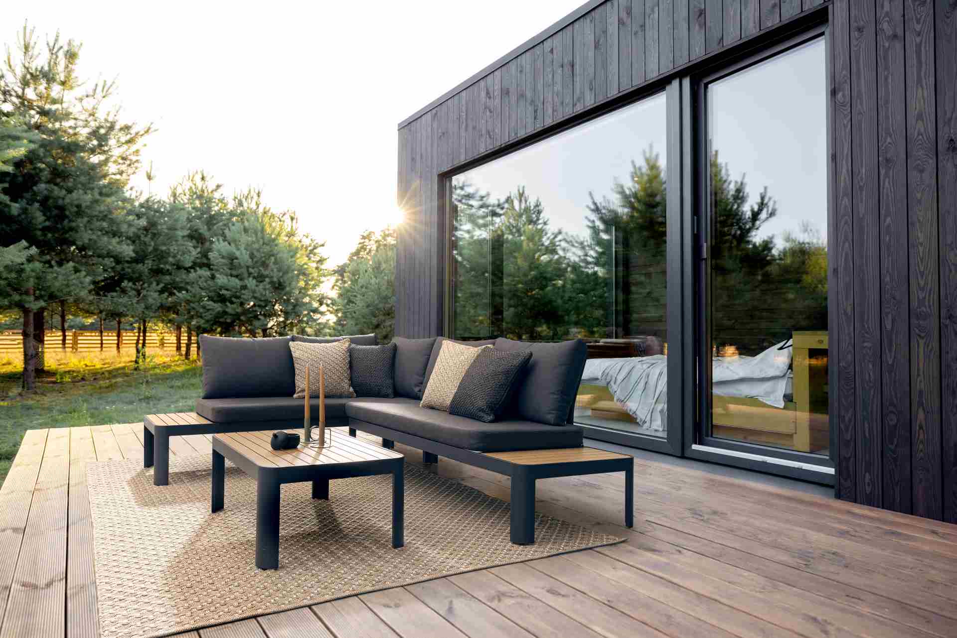 Gartenlounge Narelle aus Aluminium, Anthrazit