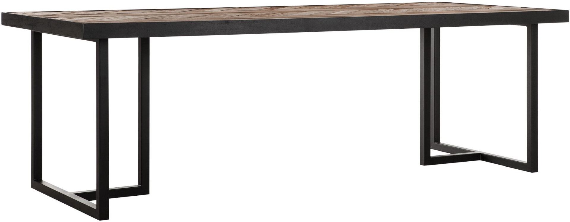 Der Esstisch Criss Cross überzeugt mit seinem massivem aber auch modernem Design. Gefertigt wurde er aus verschiedenen Holzarten, welche einen natürlichen und schwarzen Farbton besitzen. Der Tisch hat eine Länge von 240 cm.