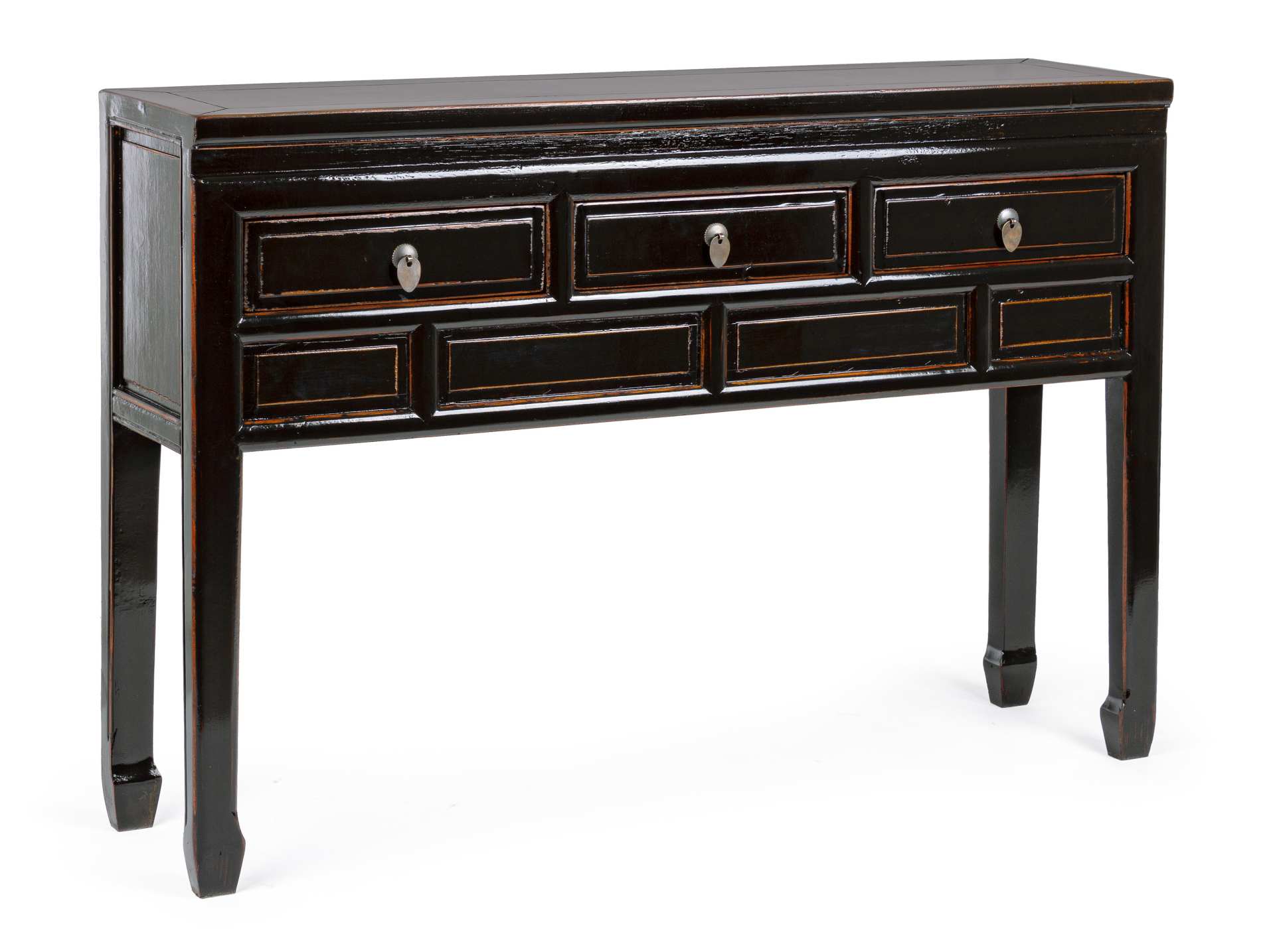 Konsole Jinan aus Ulmenholz mit Schubladen, Schwarz Konsole Jinan aus Ulmenholz mit Schubladen, Schwarz