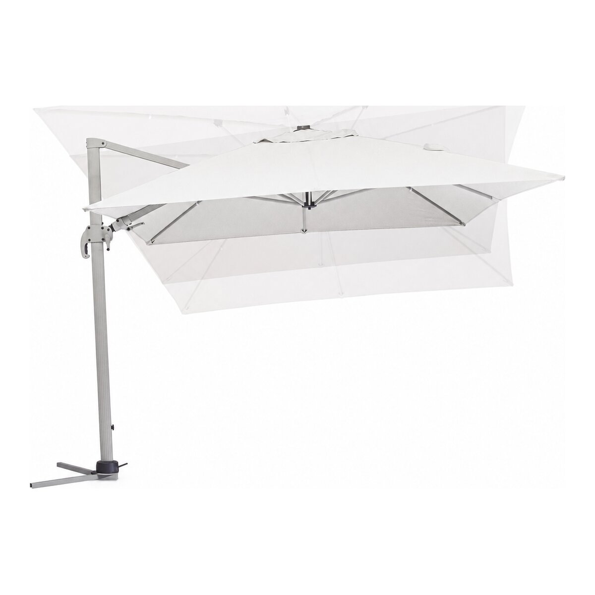 Ampelschirm Saragozza - Aluminium & Polyester-Stoff, Grau, 3x4 m
