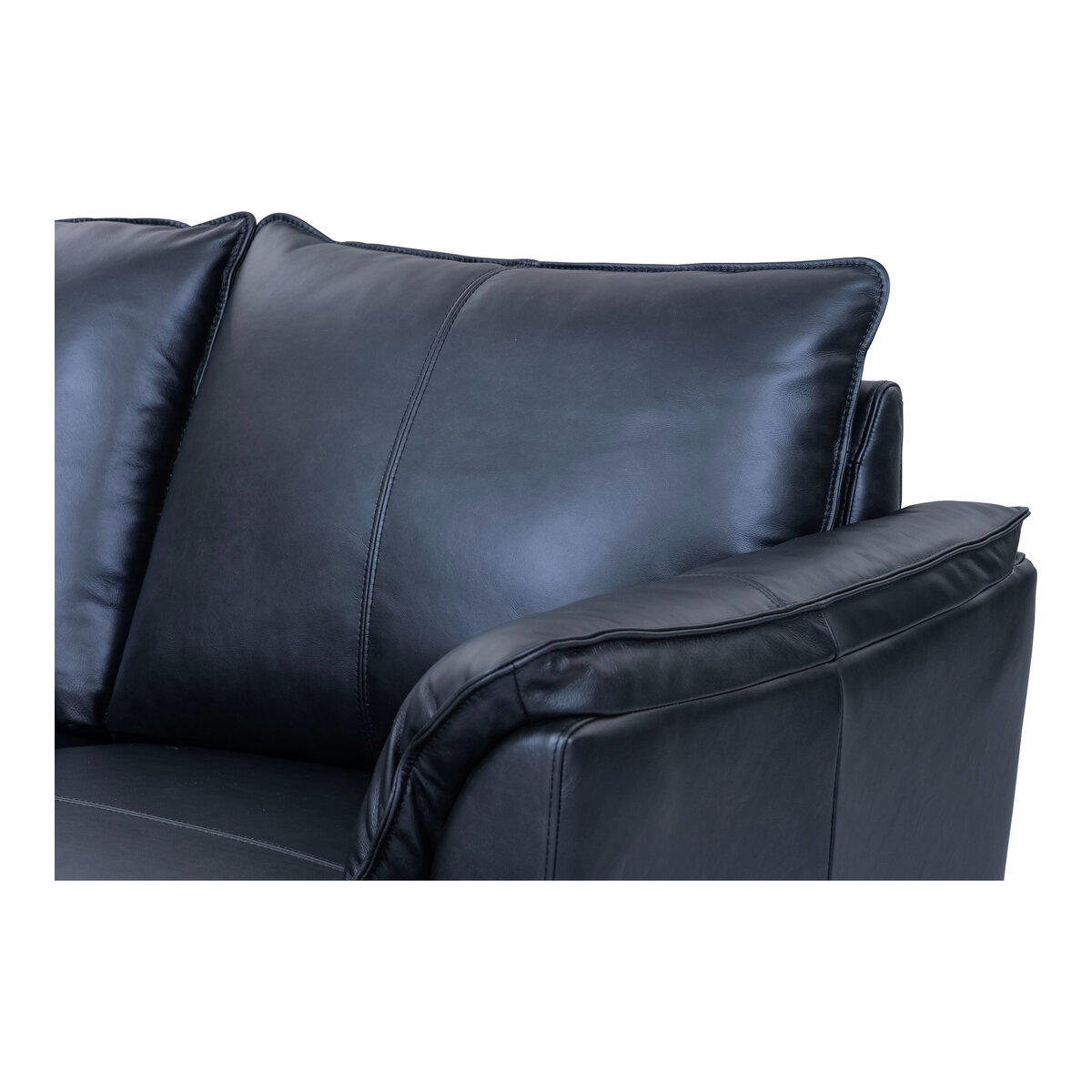 2-Sitzer Sofa Luso Leder Schwarz - mit Taschenfederkern & schwarzem Metallrahmen