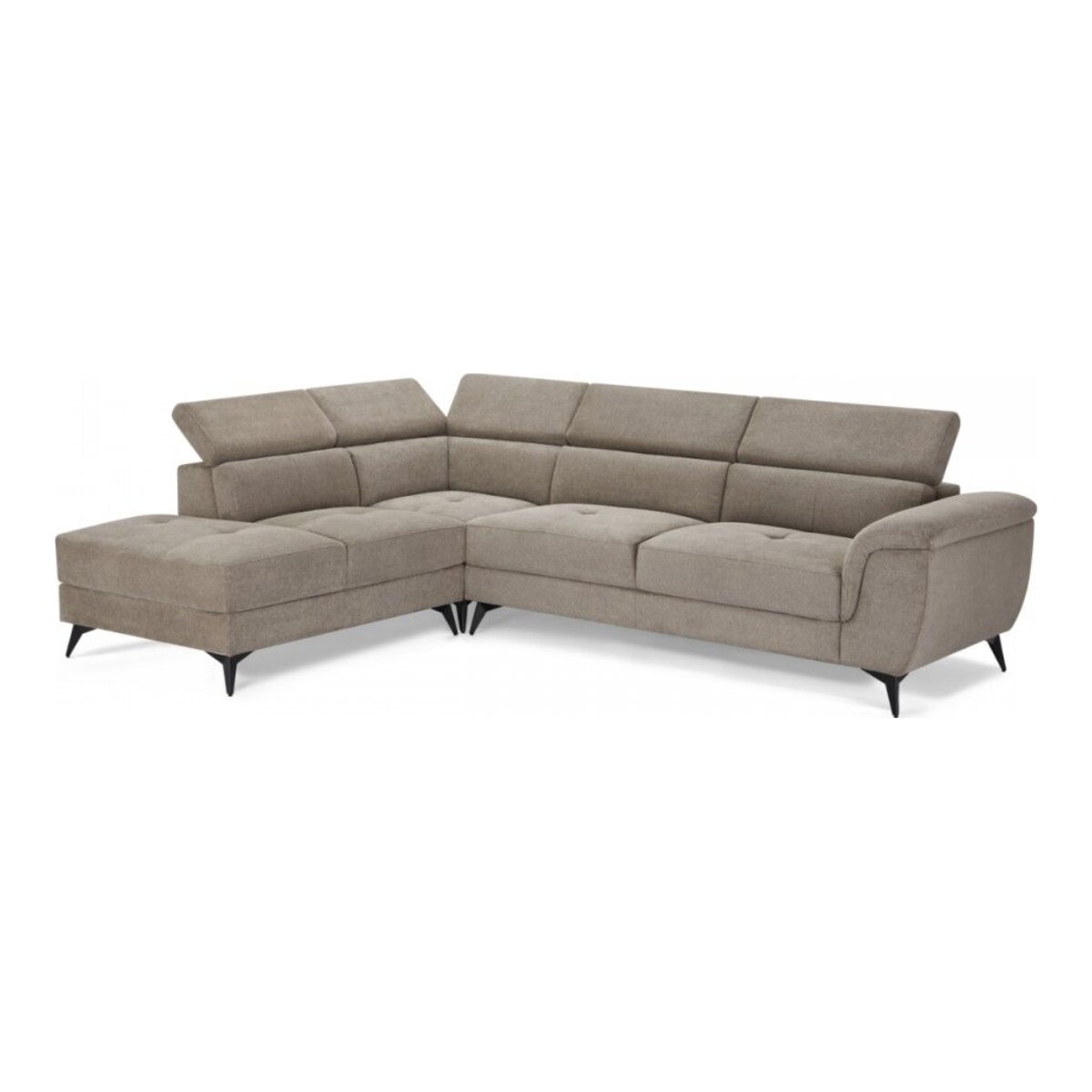 Ecksofa Sibet Links Taupe - mit OEKO-TEX Bezug & Kopfstütze