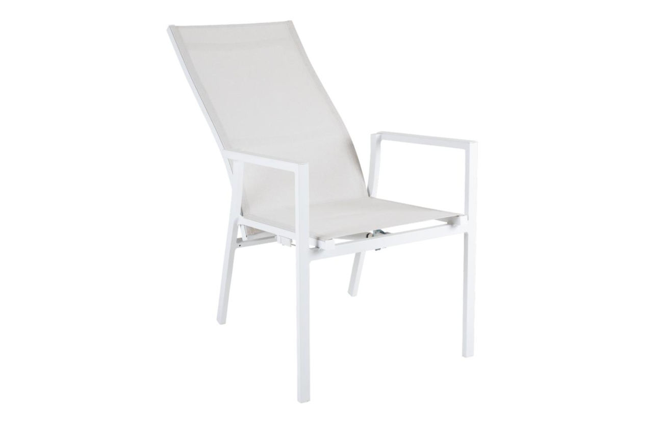 Der Gartenstuhl Avanti überzeugt mit seinem modernen Design. Gefertigt wurde er aus Textilene, welches einen weißen Farbton besitzt. Das Gestell ist aus Metall und hat eine weiße Farbe. Die Sitzhöhe des Stuhls beträgt 44 cm.