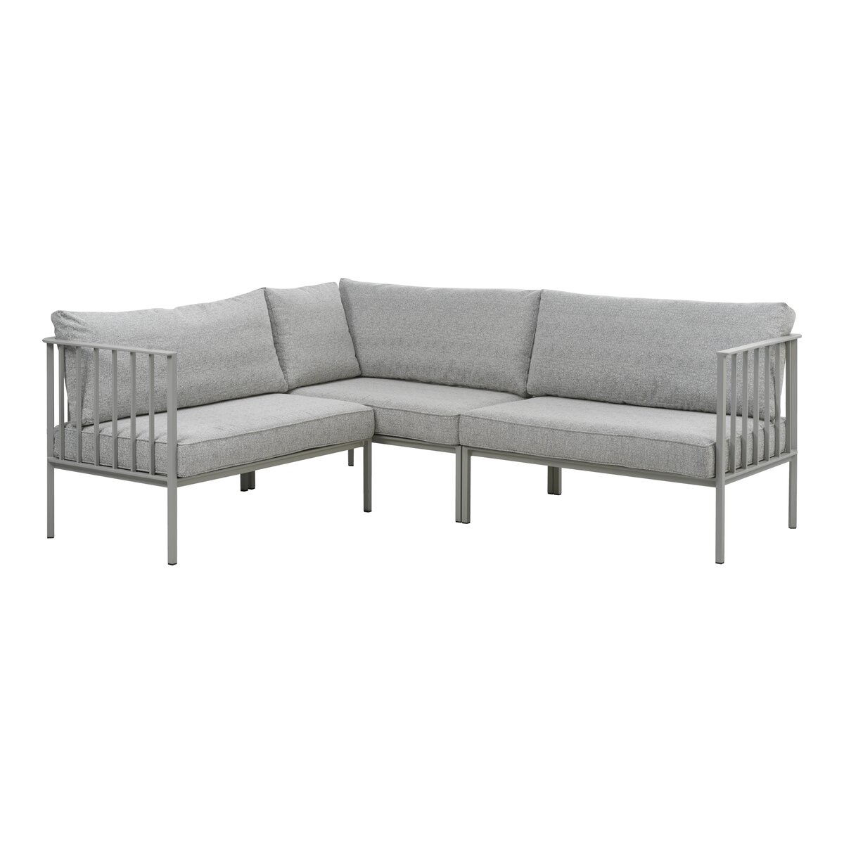Gartenecksofa Upper, Hellgrau/Grau - Aluminium & Recyceltes Polyester, 235x193 cm