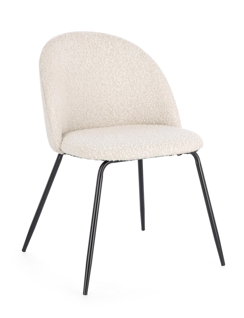 Esszimmerstuhl Tanya 4er-Set aus Boucle, Elfenbein / Schwarz Esszimmerstuhl Tanya 4er-Set aus Boucle, Elfenbein / Schwarz