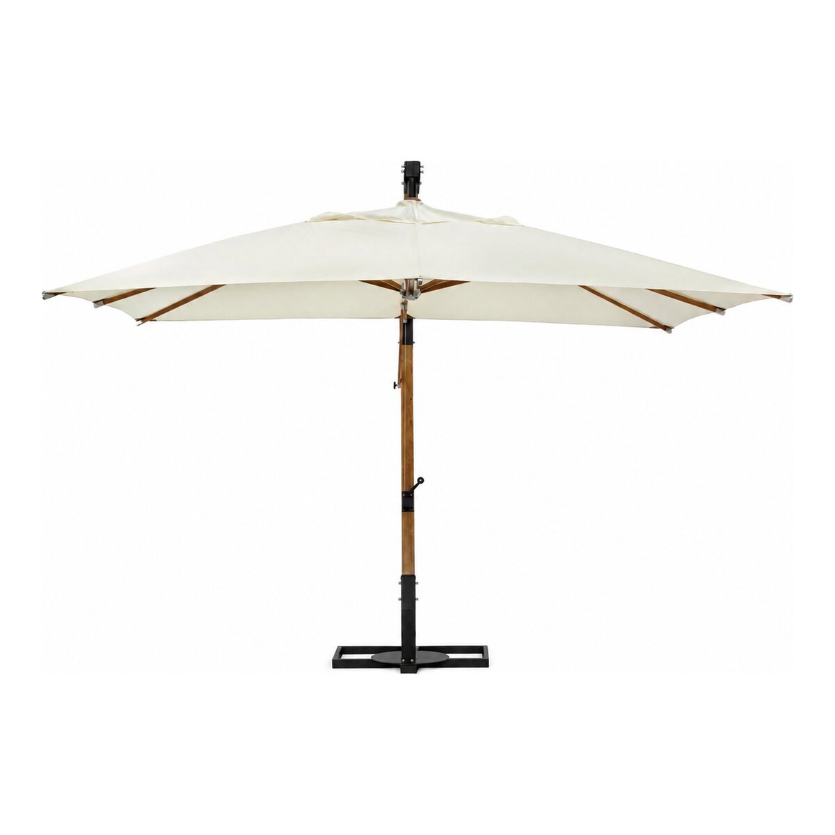 Ampelschirm Capua - Teakholz Natur, Polyester-Stoff Ecru, 3x4 m