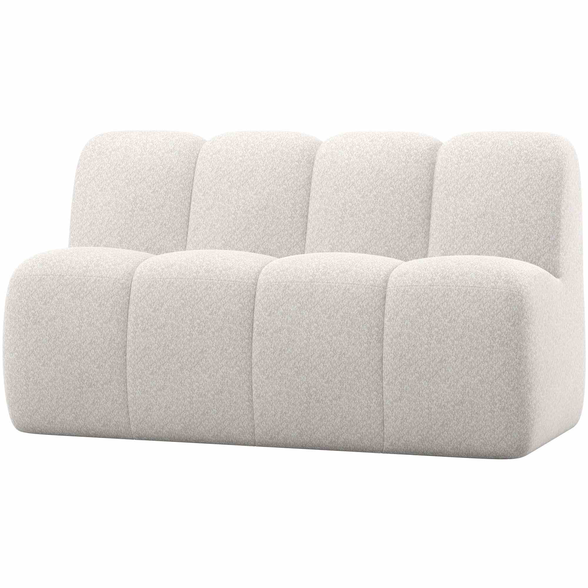 Essbank Mojo aus Chenille-Stoff, modern mit Rückenlehne, naturfarben, komfortabel für 2–3 Personen