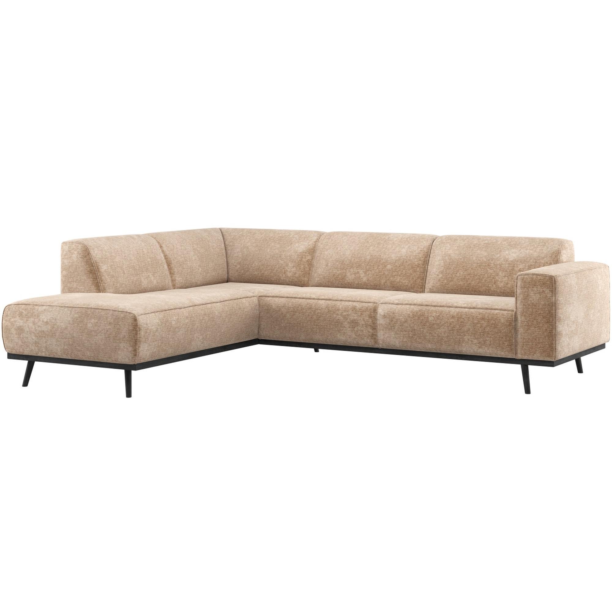 Ecksofa Statement Links - Chenille-Samt, Pfirsich-Rosa